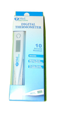 Med Solutions Digital Thermometer 10 Second Readout Oral Rectal Underarm NIP