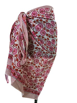 100 % Baumwolle Sarongs Hand Blockdruck Frauen Strand Bademode Kleid Blumen P...