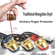 Archery Protector Gear Traditional Bow Cowhide Copper Thumb Ring Finger Guard