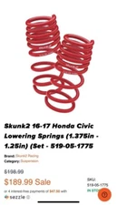 NEW Skunk2 519-05-1585 Lowering Spring for Honda Civic