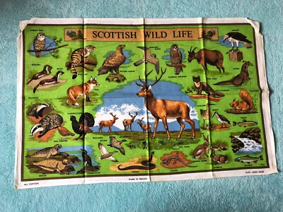 Glen Appin Scottish Wildlife Geschirrtuch Baumwolle hergestellt in Großbritannien Souvenir