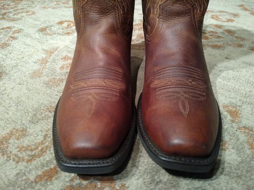 ARIAT TROUBADOUR BROWN COWHIDE LEATHER S TOE COWBOY BOOTS #10017359 MEN'S 10.5D - 第 5/12 張圖片