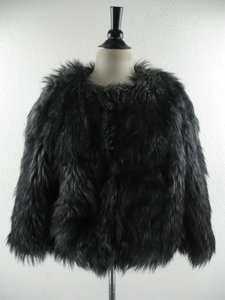 Para mujer talla XL Michael Kors Negro Gris Imitación Piel Coyote Chaqueta Abrigo Felpa Gruesa