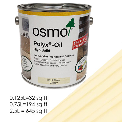 OSMO 3011 Polyx Oil CLEAR GLOSS Wax Interior Water Repellent Wood Finish