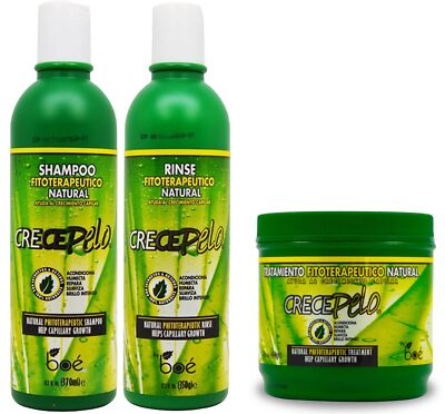 BOE Crece Pelo Hair Cleaner Conditioner Pack of 3 Shampoo Rinse Treatment