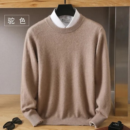 Herren 100% reiner Nerz Kaschmir Pullover O-Ausschnitt Pulli Strickpullover Herbst - Bild 13 von 27
