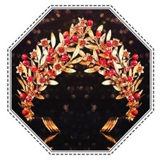 Red Queen Crowns and Tiaras Gold Leaf Costume Headband Rhinestone Headpiece f...