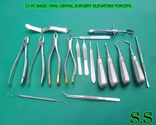 23 PC BASIC ORAL DENTAL SURGERY EXTRACTION ELEVATORS FORCEPS INSTRUMENTS DN-558