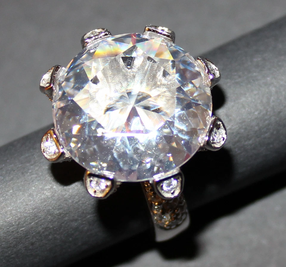 pompöser Ring Spinell+Zirkonia weiß 925S Ringgröße 56  sehr edel! - Bild 2 von 4