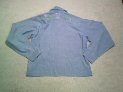 VTG Big Mac Shirt Womens Large Blue Crop Painted Flowers | eBay