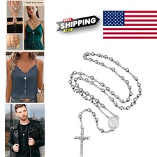 Stainless Steel Rosary Beads Necklace for Men Waterproof Lightweight Design