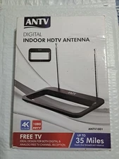 ANTV Amplified Digital TV Antenna 35 Mile Range HDTV Indoor Signal (Brand New)