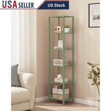 6 Tier Slim Bookshelf Open Storage Adjustable Feet Easy Assembly Home Office New