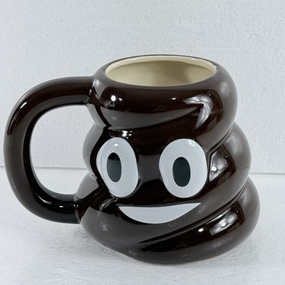 Emoji Poop Smile Face Ceramic Coffee Mug Novelty Poo Cup Funny Gag Gift