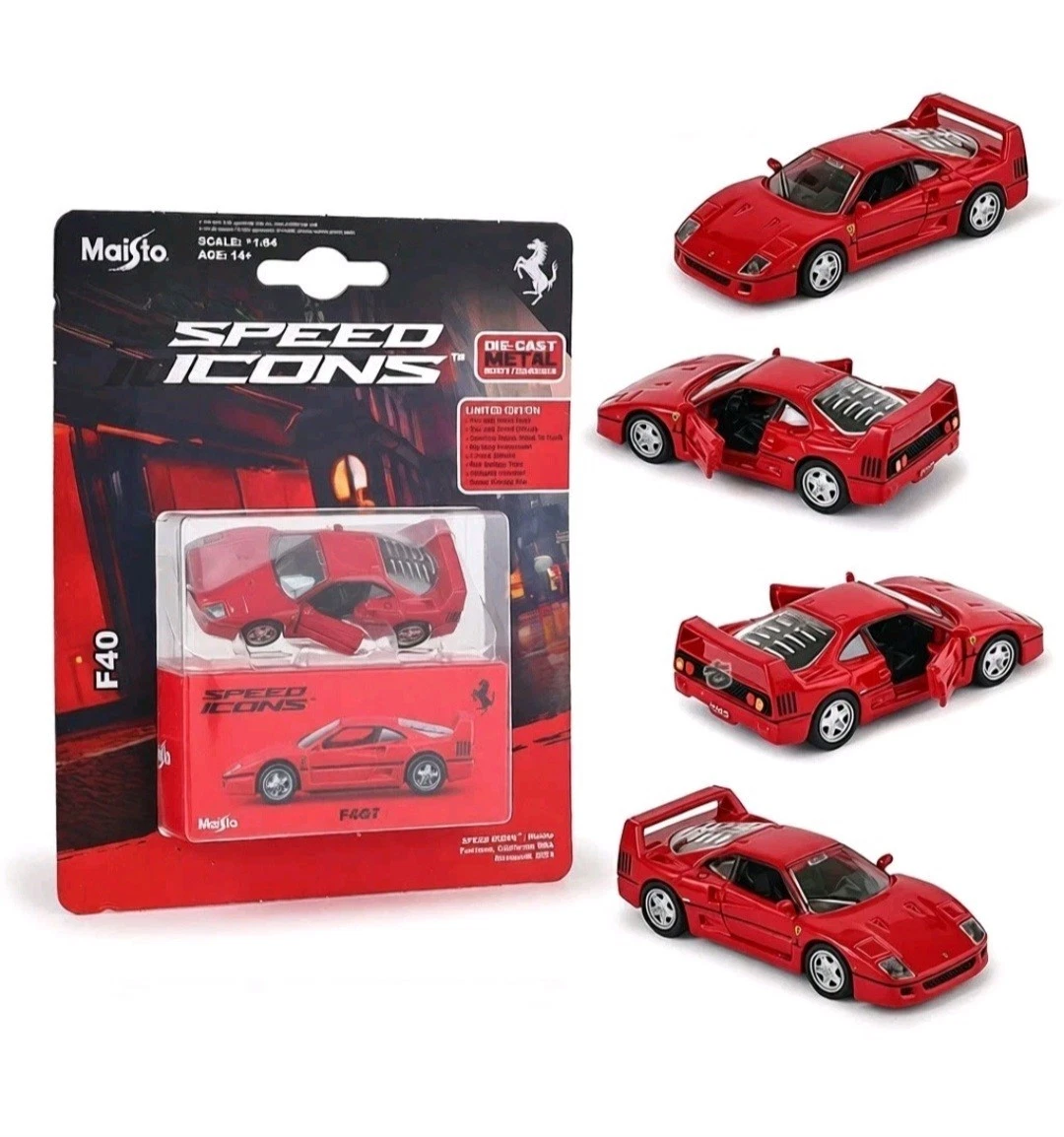 Maisto Ferrari F40 1:64 Red Diecast Model Car Speed Icons