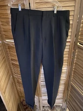 Haggar Men's Size 38W x 32L Black Pleated Cuffs Soft Micro Dress Pants NWT