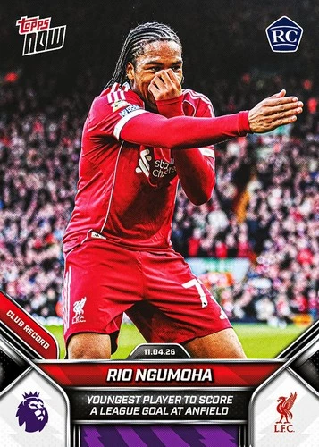 TOPPS NOW 25-2026 EPL PREMIER LEAGUE #167 RIO NGUMOHA LIVERPOOL ROOKIE PREORDER