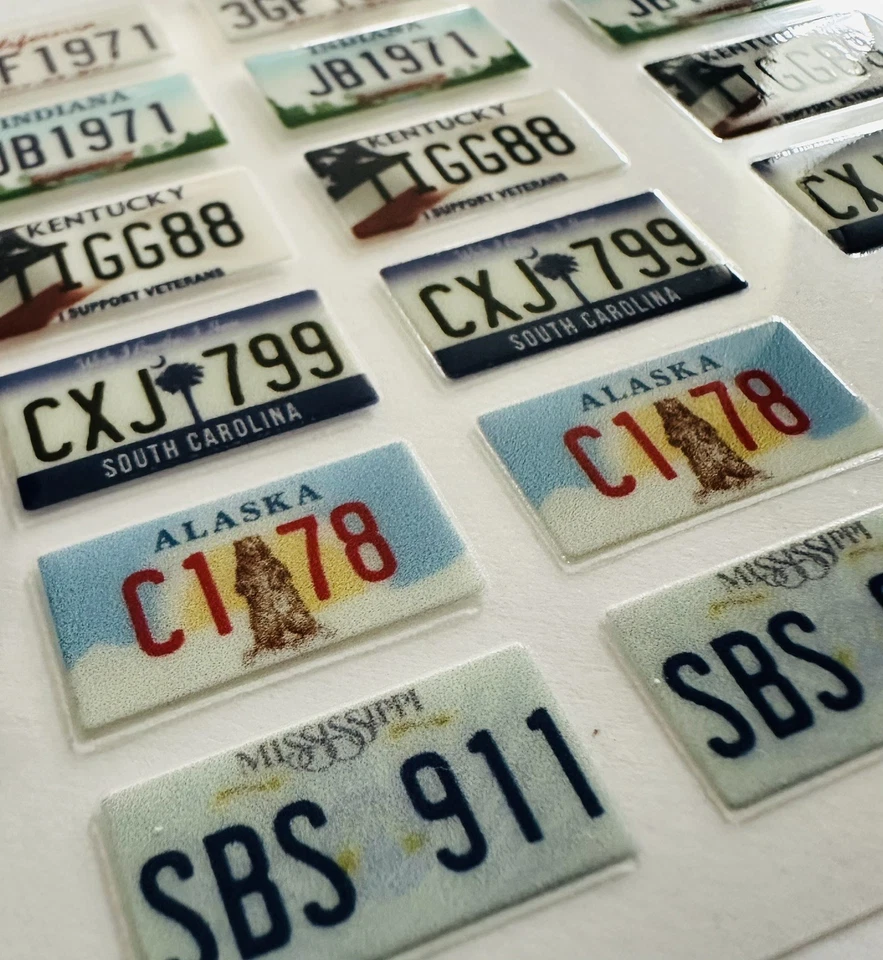 USA Nummernschilder 1:10 Modellbau Aufkleber – 6 Paar Kennzeichen Set RC Cars - Bild 2 von 3