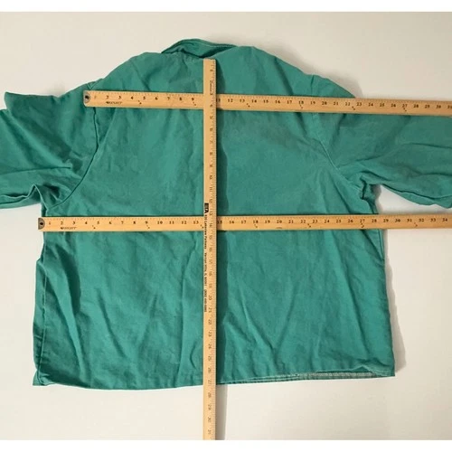 Vtg European Green Canvas Chore Jacket Mens 2XL Snap Button Workwear Boxy RARE image 8