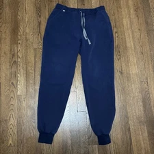 Figs Jogger Scrub Pants Navy Blue With Gray Drawstring - Sz M