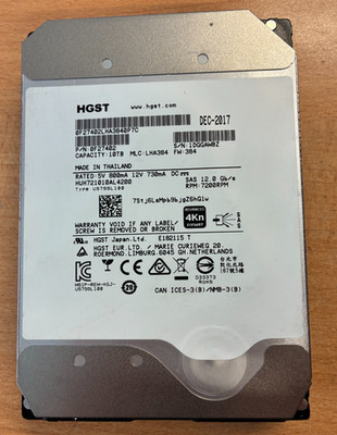 0F27402 HUH721010AL4200 10TB SAS HGST / Western Digital DC HC510 100% Health