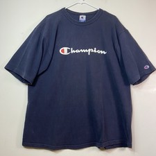 VTG 80s 90s Champion T-Shirt Size XXL Blue USA Made Script Logo Single Stitch
