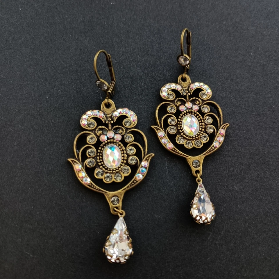 Pendientes Michal Negrin Grandes Cristal Aurora Barroco Renacimiento Victoriano Declaración Foto 2 de 4
