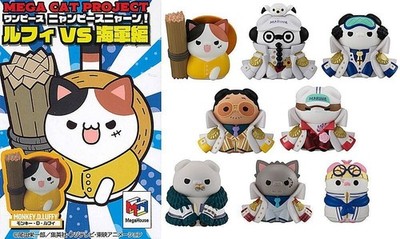 MegaCat Project NYAN ONE PIECE NYAN! VER. LUFFY VS MARINE Cat Figurines