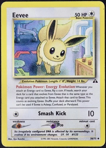 Eevee 38/75 Neo Discovery MP Pokemon Card WOTC Vintage 2001