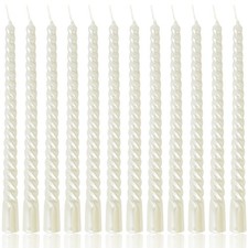 12 PCS 10 Inch Ivory Spiral Taper Candles Dripless Smokeless Twisted Decor