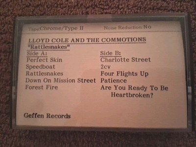 LLOYD COLE COMMOTIONS RATTLESNAKES Promo Copy Cassette From Geffen Records 1984 