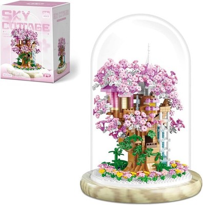 Cherry Blossom Bonsai Building Blocks Set - 1382 Pieces with Lights & Dust Cover