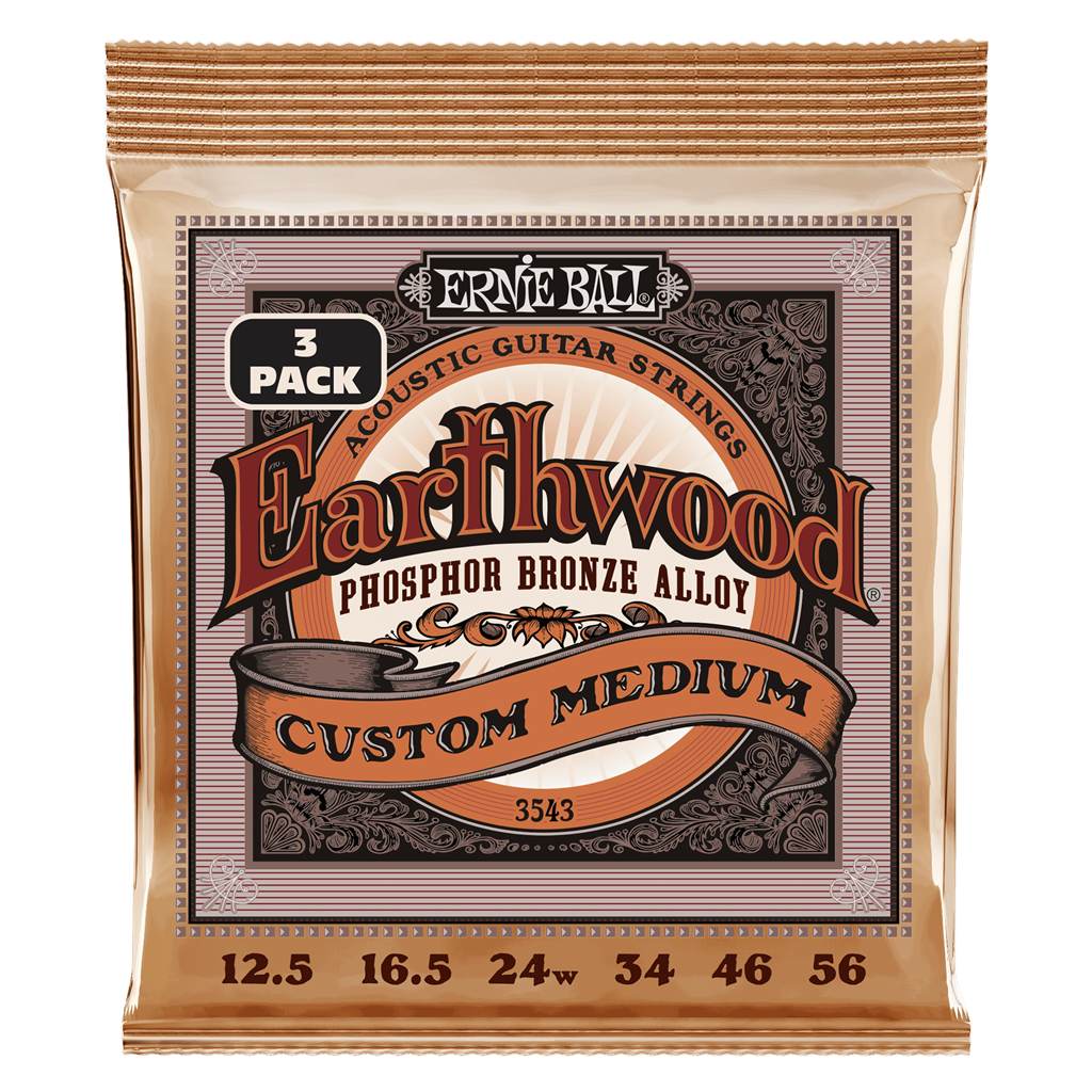 Acoustic Guitar Strings 12.5-56 Ernie Ball Earthwood Bronze X3 Sets 100% Genuine