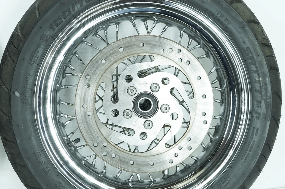 2008 Harley Dyna FXDBI Street Bob OEM Front Rear Wheel Rim Tire Spoked 17" 19" Foto 3 de 4