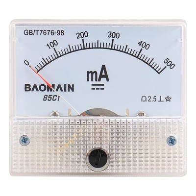 Analog DC Ammeter, 85C1 Panel Meter, 0-500mA Milliampere Current Gauge, Accur...