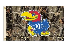 BSI PRODUCTS Kansas Jayhawks 3’x5’ Flag with Realtree Camo Background and...