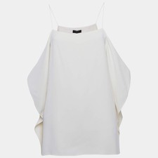 Theory Ivory Rosina Crepe Keyhole Sleeve Slip Tank Top M