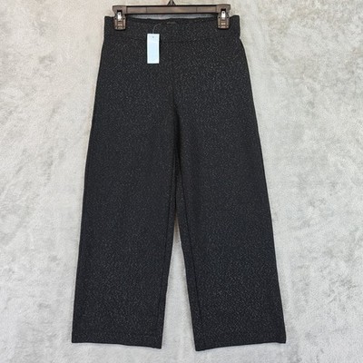 Ann Taylor LOFT Pants Women's Size PXS Black Metallic Glitter Wide Leg Crop
