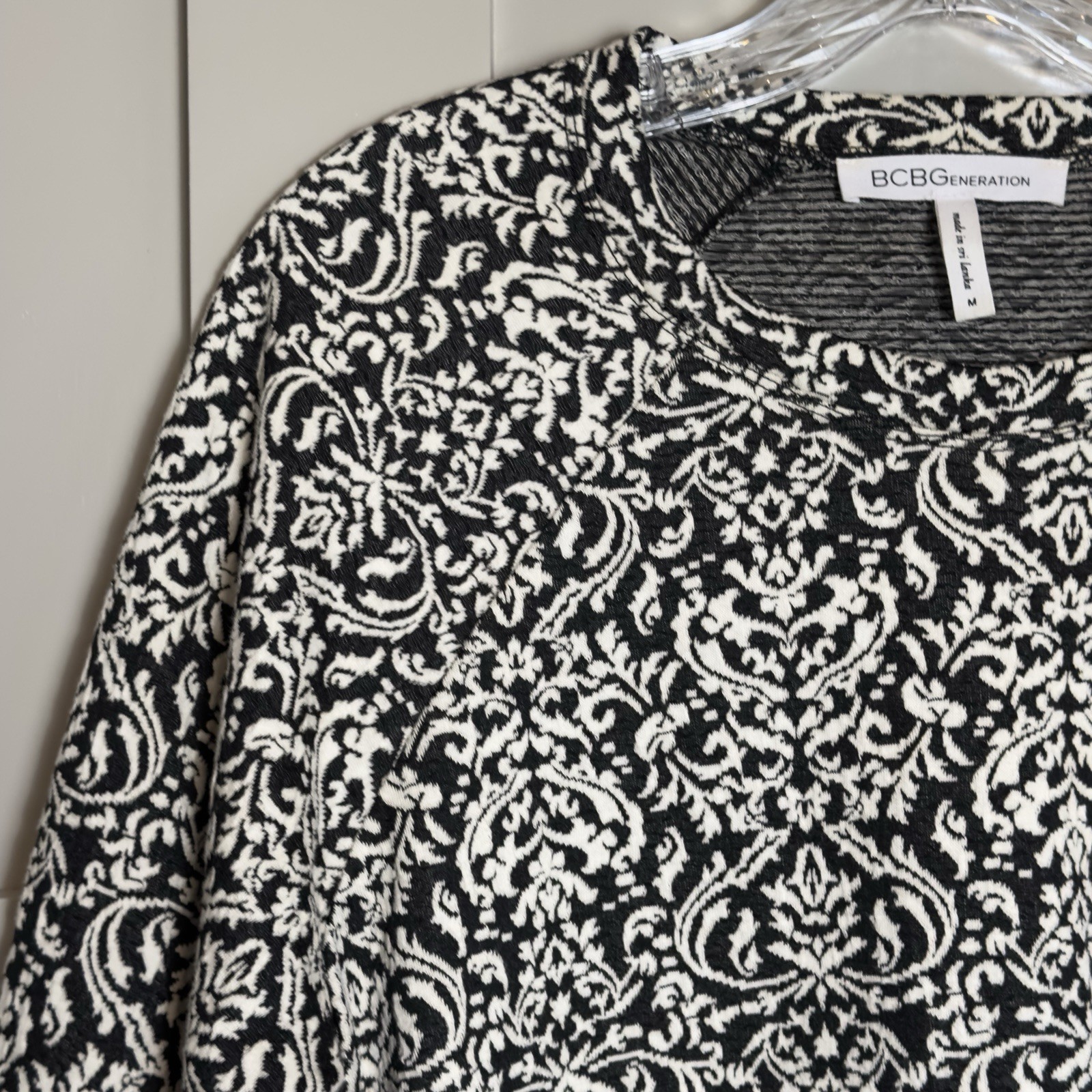 BCBGeneration Long Sleeve Damask Pattern Top Blou… - image 3