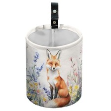 Fox Flowers Car Trash Can Waterproof Garbage Can Car Seat Back Fox And Flowers