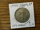 1941d Walking Liberty Half Dollar VF+ details L13
