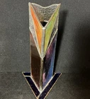 Vintage Tiffany Style Multi Color Leaded Stained Glass Bud Vase 9.5” Art Deco