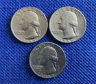 1965 Washington Quarters No Silver! Circulated Lot of Three! 25 Cent US Coins!