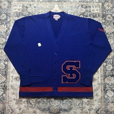 Vintage Broadway Knitting Mills Cardigan Virgin Wool Varsity S Patch Size 50