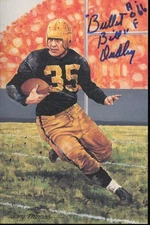 Bill Dudley HOF Autographed/Insc Goal Line Art GLAC Postcard Redskins JSA 177811