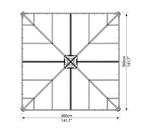 Wintergarten Pavillon Aluminium Palram Canopia Ledro anthrazit 360x360x295cm - Bild 8 von 9