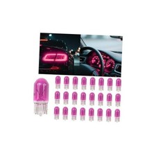 25PCS T10 12V 5W Car Turn Signal Light Bulbs, Clear Flat Foot Vehicle Side Pink