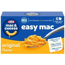 Kraft Easy Mac Original Mac & Cheese Macaroni and Cheese Dinner, 6 ct Packet