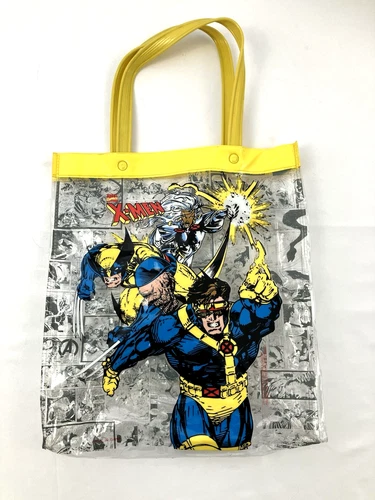 Vintage X-Men Clear Vinyl Tote Bag Wolverine Cyclops Storm Marvel Comics