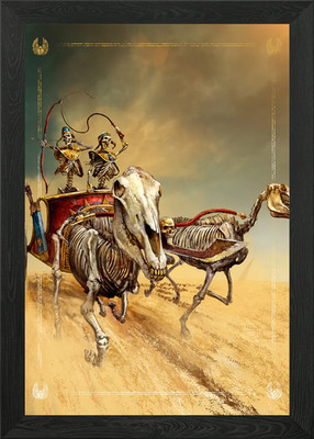 Grab König Skelett Streitwagen gerahmtes Wandbild Poster Leinwanddruck Bild